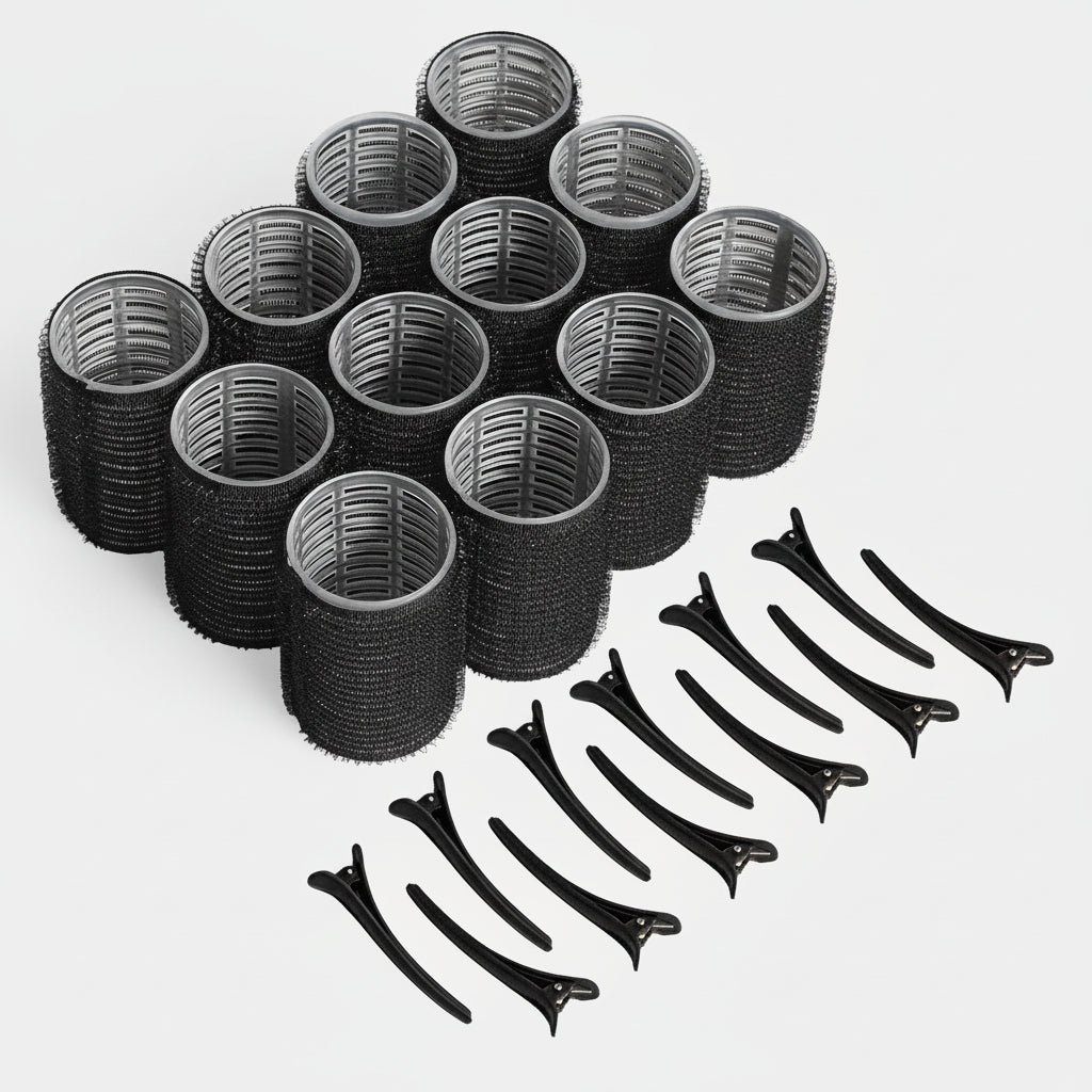 Velcro self-adhesive bangs, voluminous root curls, curling tube style