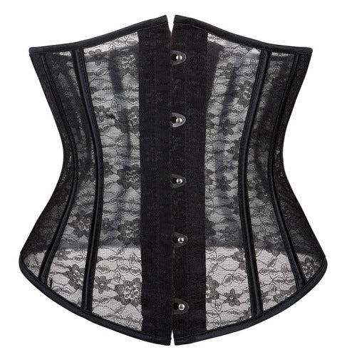 Short Mesh Corset Belt with Waist Clip – Sculpting Hourglass Waist Trainer - Black | La Beauté du Corset