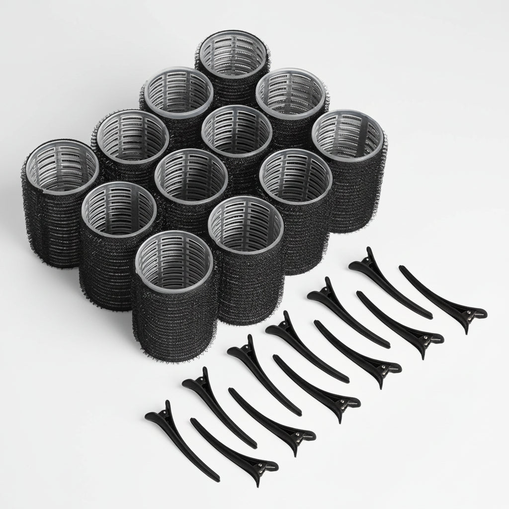 Velcro self-adhesive bangs, voluminous root curls, curling tube style