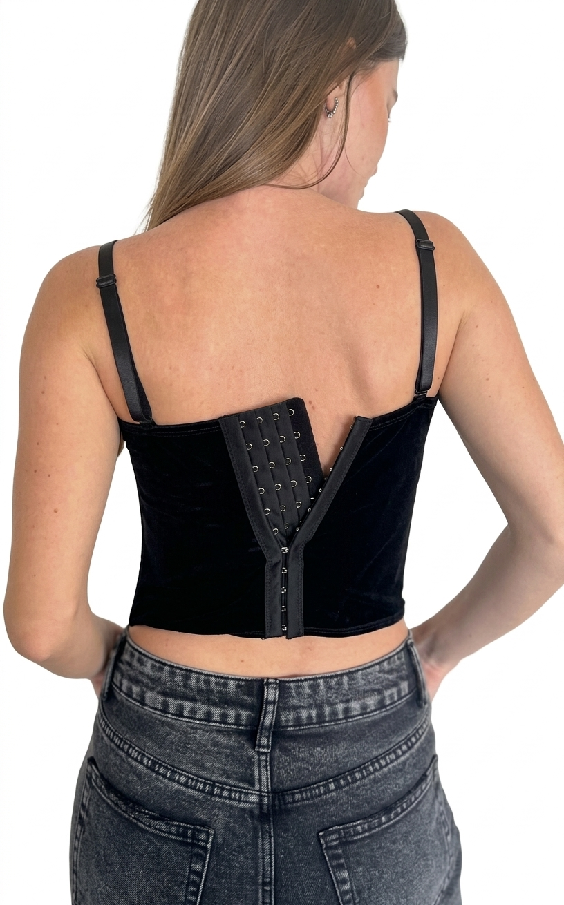 The “Noir Éternel” Lace Corset Top – Black Shaping Bustier with Inner Straps | La Beauté du Corset