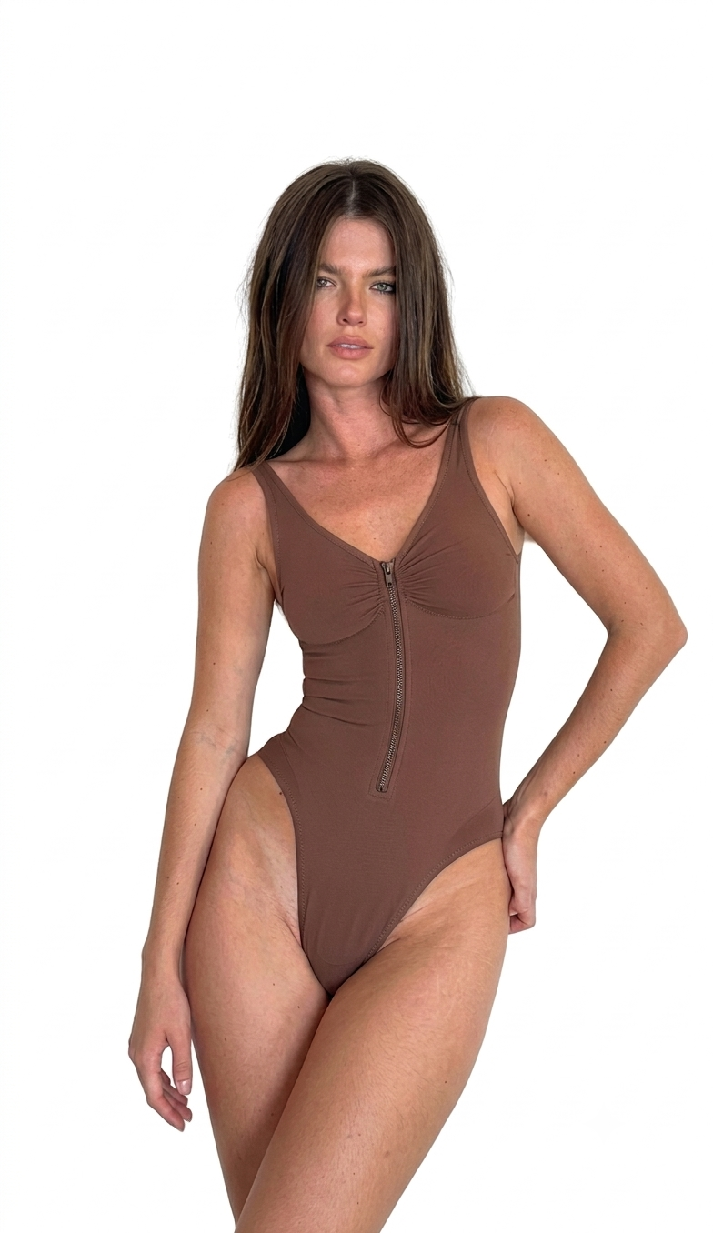 The “Nue Élégance” Strapless Bodysuit – Seamless Backless Sculpting Shapewear - Brown | La Beauté du Corset