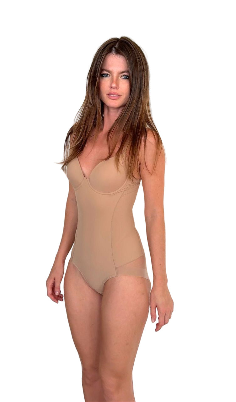 The “Sculptura” Shaping Bodysuit – Seamless Hourglass Support & Contour Design - Beige | La Beauté du Corset