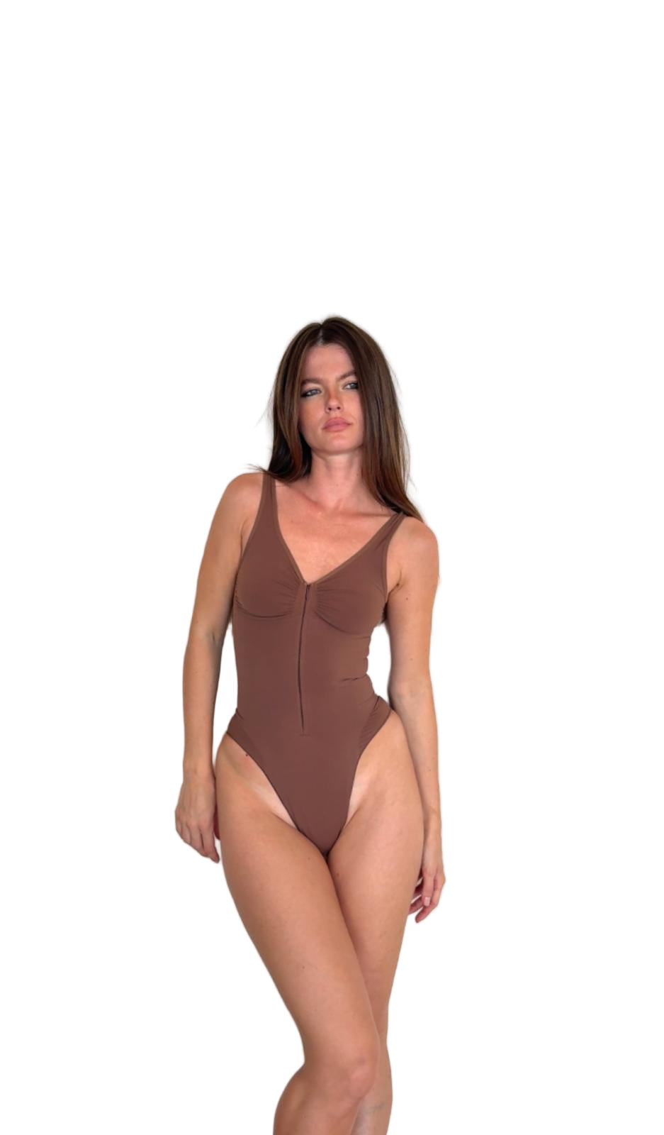 The “Nue Élégance” Strapless Bodysuit – Seamless Backless Sculpting Shapewear - Brown | La Beauté du Corset