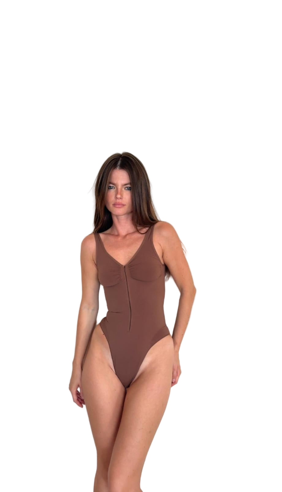 The “Nue Élégance” Strapless Bodysuit – Seamless Backless Sculpting Shapewear - Brown | La Beauté du Corset