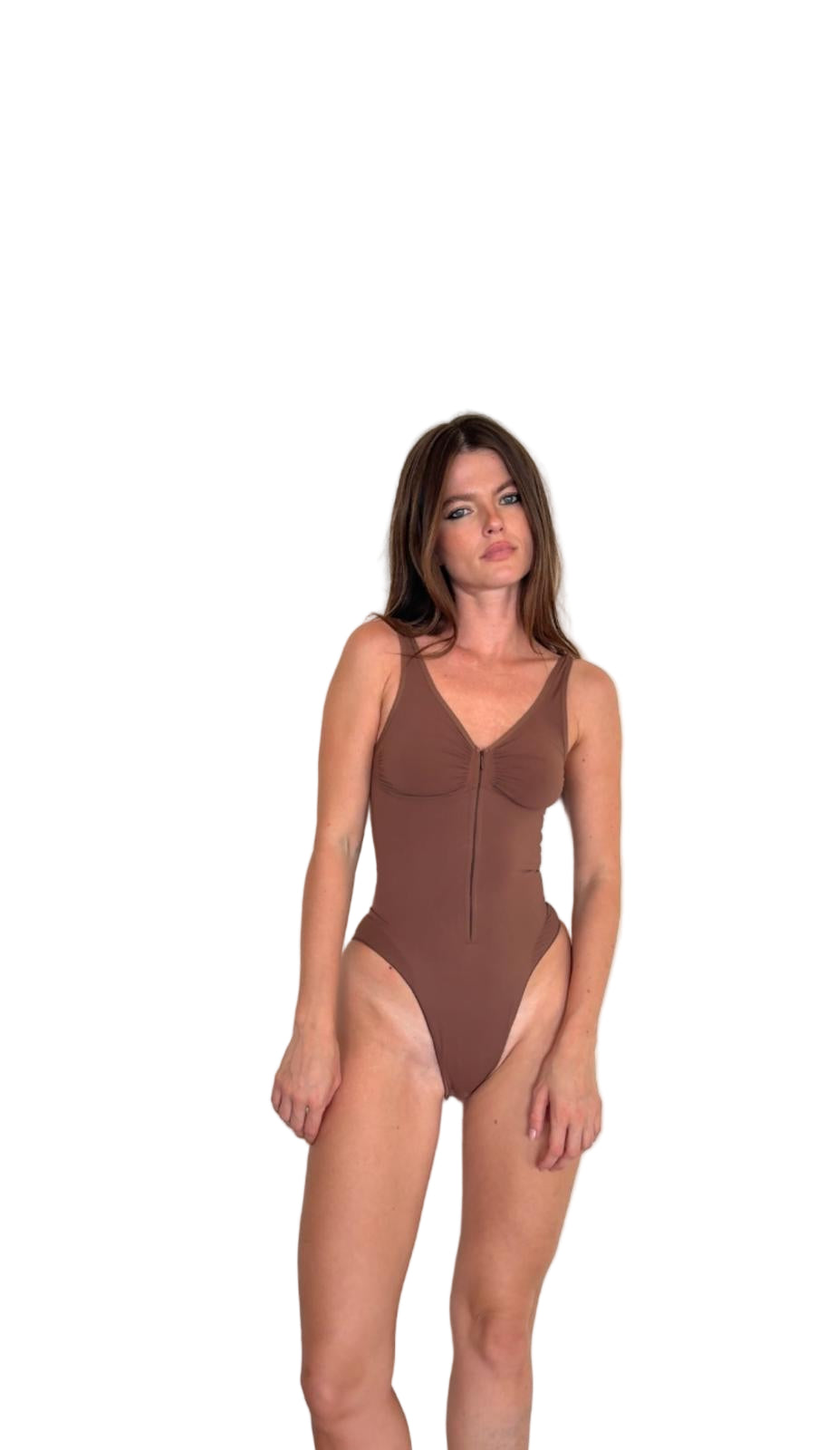 The “Nue Élégance” Strapless Bodysuit – Seamless Backless Sculpting Shapewear - Brown | La Beauté du Corset