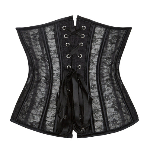 Short Mesh Corset Belt with Waist Clip – Sculpting Hourglass Waist Trainer - Black | La Beauté du Corset